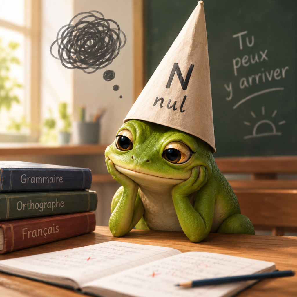Une grenouille avec un bonnet d'âne